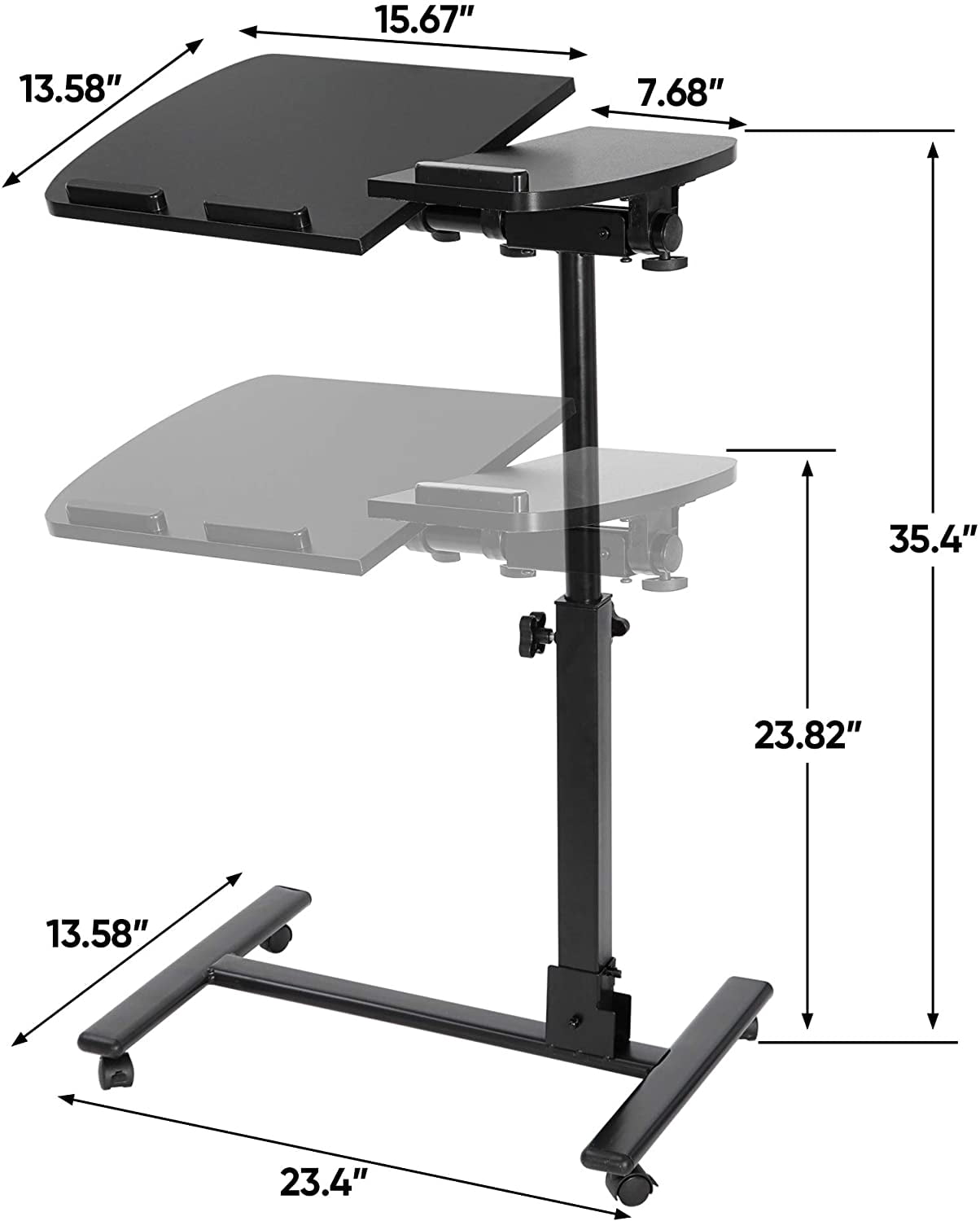 Springg Overbed Angle & Height Adjustable Mobile Rolling Laptop Stand with Lockable Wheels Sofa/Bed Side Table Hospital Table Stand Cart