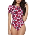 thumbnail image 2 of Goofa Rose Flowers Printed Women Rash Guard Short Sleeve,Tummy control Swimsuit Surfing Swimsuit Bathing Suit One Piece Swimsuit UPF 50-XX-Large, 2 of 9