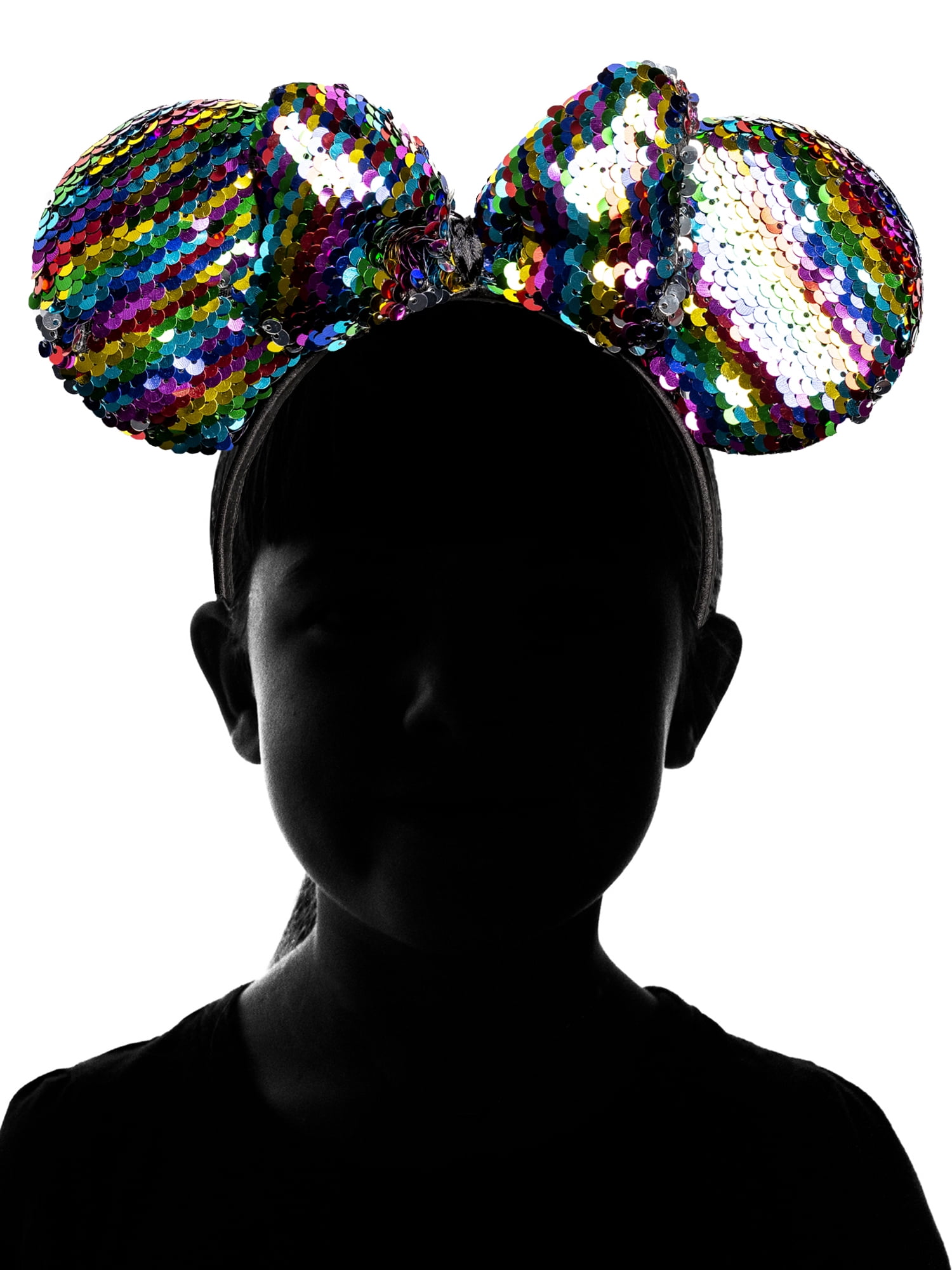Disney, Girl's Minnie Mouse, Rainbow Sequin Bow Ears