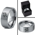 thumbnail image 4 of Tungsten Coyote Canis Canidae Watching Band Ring 8mm Men Women Comfort Fit Gray Flat Cut Brushed Polished, 4 of 4