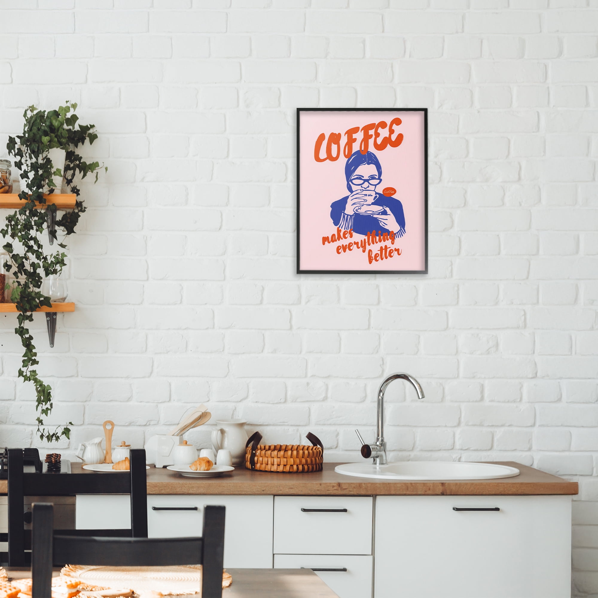 Stupell Industries Coffee Makes Everything Better Black Framed Giclee Art, design by The Prints Vibe