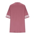 thumbnail image 5 of BRGZLK Lounge Sets for Women Casual Loose Short Sleeve Round Neck Stripe Tops Elastic Waist Biker Shorts Lightweight Soft Comfy 2 Piece Outfits Watermelon Red L, 5 of 5