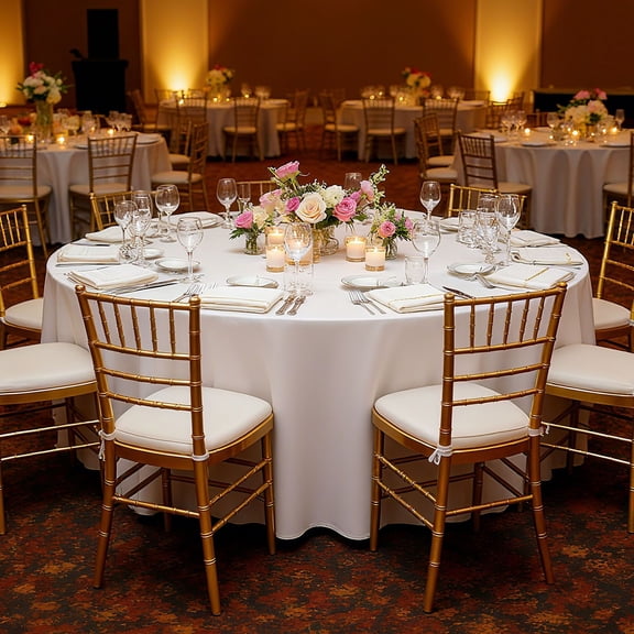 White Round Tablecloths 6 Pack,120"es in Diameter,Stain-&Wrinkle- Resistant,Machine Washable Table Clothes,Polyester Fabric Table Covers for Wedding,Party,Banquet,Formal Events