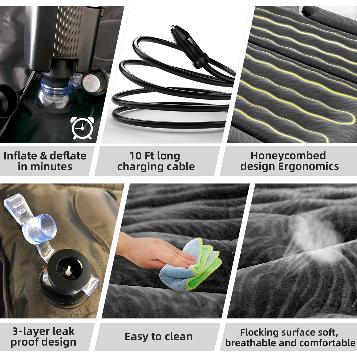 Umbrauto SUV Air Mattress Inflatable Car Air Beds Sleeping Pad Camping Trunk Bed with Electric Air Pump, Black