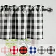 thumbnail image 2 of Hiasan Black and White Buffalo Plaid Kitchen Valance Curtains, - Semi Sheer Rod Pocket Checkerd Cafe Valance for Farmhouse Window, 42" x 18", 1P, 2 of 12