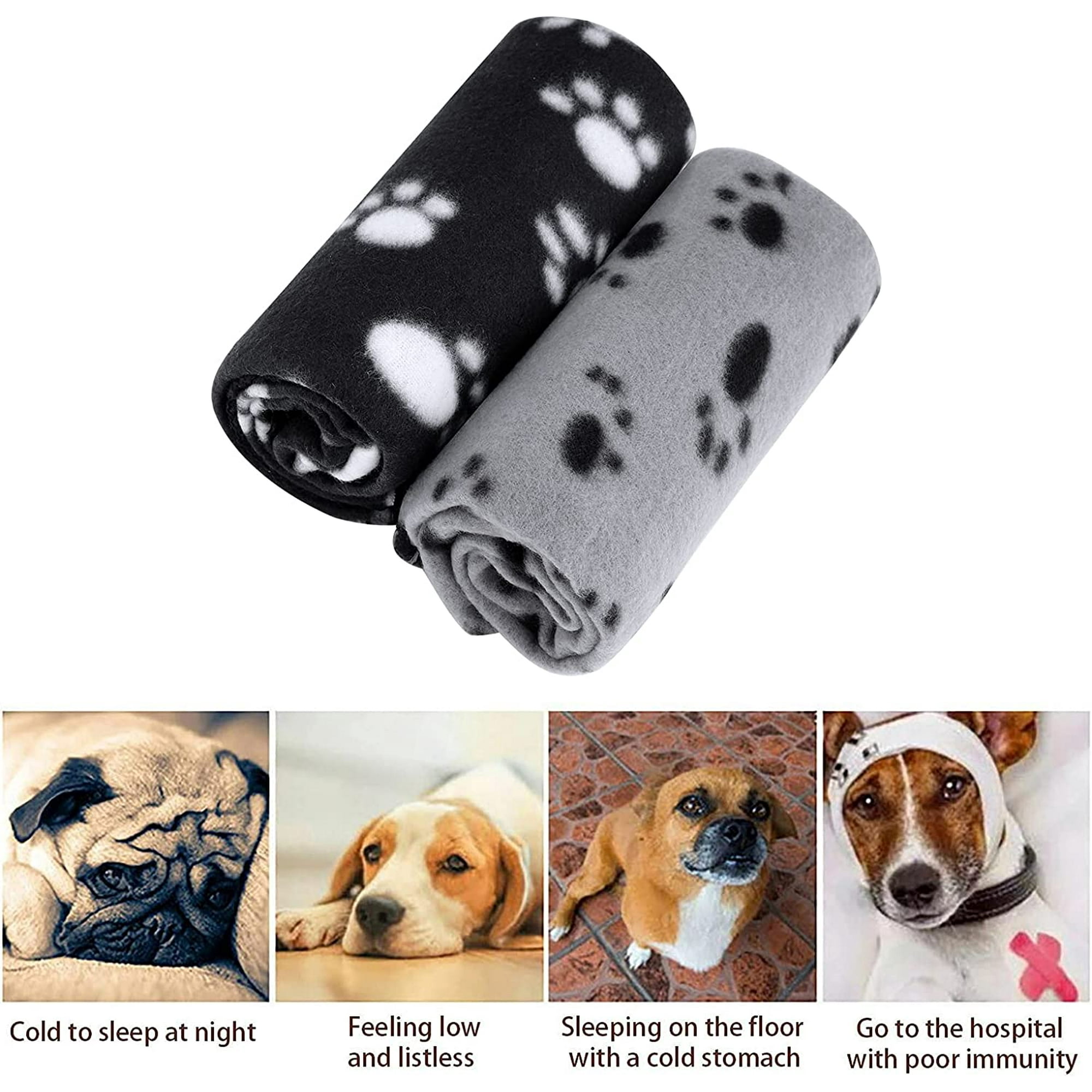 Puppy Blankets Dog Cat Pet Blanket with Paw Prints Pet Cushion Soft Fleece Dog Cat Blanket Puppy