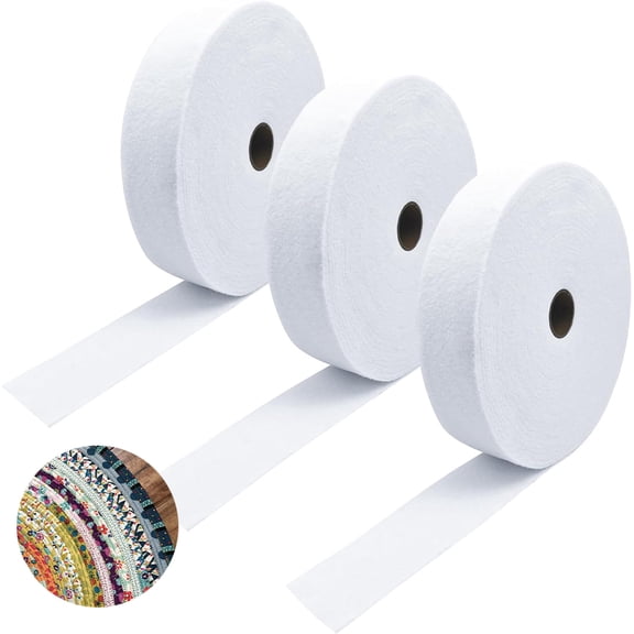 Haimei 3 Rolls Jelly Roll Batting Strip, 2.25 Inch Width Total 150 Yards, Cotton Blend Flexible Quilting Strip for Rug Making