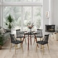 thumbnail image 4 of Pemberly Row Modern 39" Round Dining Table in Black and Walnut, 4 of 5