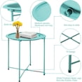 thumbnail image 6 of Folding Tray Metal Side Table 2PC Green Round End Table Cyan Sofa Small Accent Fold-able Table, Round End Table Tray, Next to Sofa Table, Snack Table for Living Room and Bed Room, 6 of 6