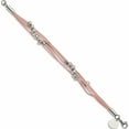thumbnail image 2 of Stainless Steel Polished Beaded Multi-Strand Pink Leather 8In Bracelet Made In China -Jewelry By Sweet Pea, 2 of 6