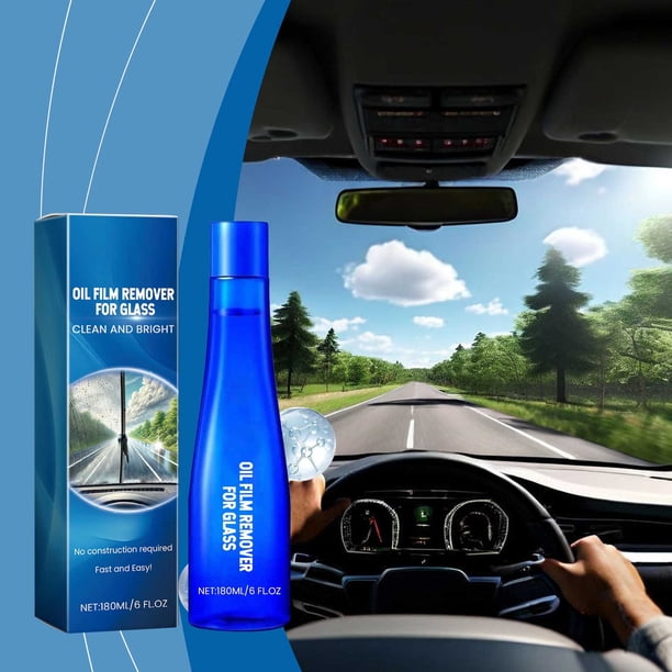 Removedor de película de aceite para vidrio de automóvil 180 ml | Potente revestimiento de limpieza impermeable para parabrisas y ventanas | Elimina fácilmente las manchas de aceite rebeldes
