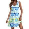 thumbnail image 1 of Vestido de Playa de Mujer para las Imágenes de la Moda de Verano de Bolsillo de Impresión sin Mangas Vestido de Cuello en V, Poliéster, 1 of 7