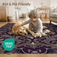 thumbnail image 4 of ODIKA 2'x3' Washable Throw Rug Non-Slip, Low Profile, Flatwoven, Easy Care Vintage Damask Spooky Gothic Scrollwork Motif Ornamental Horror Bat Refined for Hallway, Study Room, 4 of 7