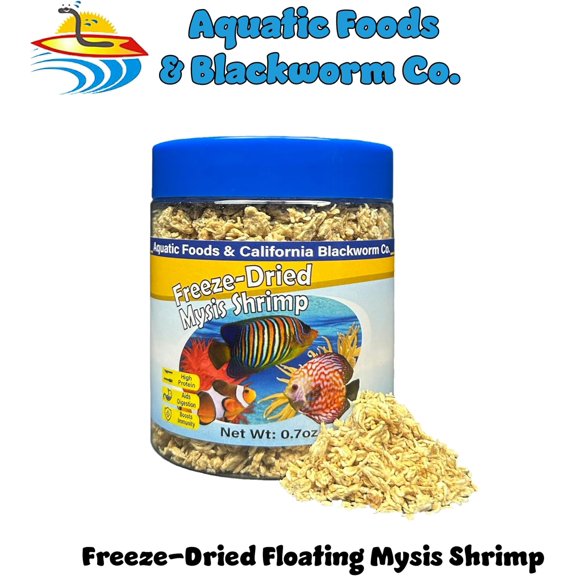 Mysis Shrimp, Freeze Dried Mysis Shrimp for Marine Fish, Corals, Anemones, Cichlids, Discus, Goldfish, Bettas, All Tropical Fish 1oz Canister