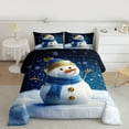 thumbnail image 3 of Feelyou Cartoon Blue Snowman Bedding Comforter Set, Dreamy Winter Snowflake Twin Comforter Sets, Happy New Year Reversible Bedding Set, Microfiber Bedroom Decor, 2 Pieces, 3 of 9