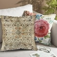 thumbnail image 4 of 2Pcs Boho Throw Pillow Covers Ethnic Floral Cotton Linen Square Cushion Cover Standard Pillowcase for Men Women Home Decorative Sofa Armchair Bedroom Livingroom 16 x 16 inch, 4 of 6
