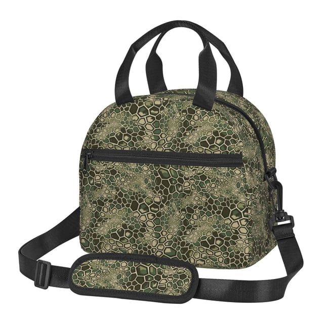 Disketp Green Snake Skin Lonchera Térmica para Mujer y Hombre, Bolsa de Almuerzo Reutilizable e Impermeable para Trabajo, Viajes y Picnic
