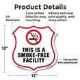 thumbnail image 2 of No Smoking Shield Label Set This Is A Smoke Free Facility 12 inch X 12 inch Shield-Shaped Rust-Free Aluminum Metal Sign Weather Resistant, UV Protected for Workplace Made in the USA, 2 of 7