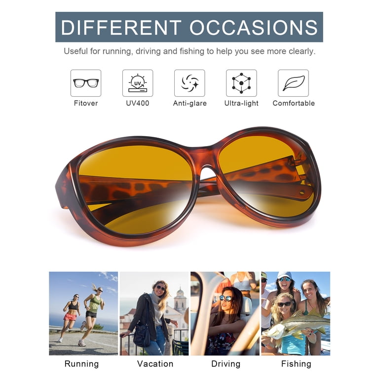 TINHAO Polarized Fit Over Sunglasses Women, Leopard photo 2