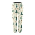 thumbnail image 4 of Women Christmas Outfit Women's Festive Holiday Christmas Tree Print Drawstring Joggers Comfortable High Waisted Casual Sweatpants With Side Pockets Beige 2XL, 4 of 4