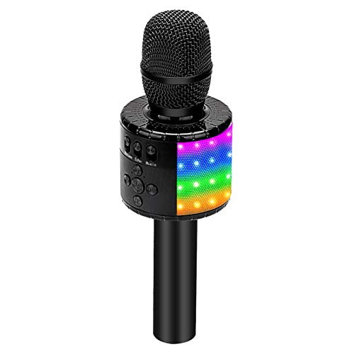 BONAOK Wireless Bluetooth Karaoke Microphone with Controllable LED Lights,  Portable Handheld Karaoke Speaker Machine Birthday Home Party for All 