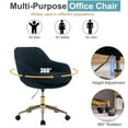 thumbnail image 3 of BISHE Mesh Swivel Office Desk Chair with Wheels 37.05" H Upholstered Desk Modern Armchair Height Adjustable Computer Task Chair Barrel Makeup Vanity Desk with Gold Metal Frame, Black, 3 of 7