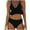 Black, variant on WREESH Womens Two Piece Swimsuit Ruffle Short Sleeve Crop Top Bathing Suit Bikini Solid Color Strapless Suspender Elastic Swimsuit Black
