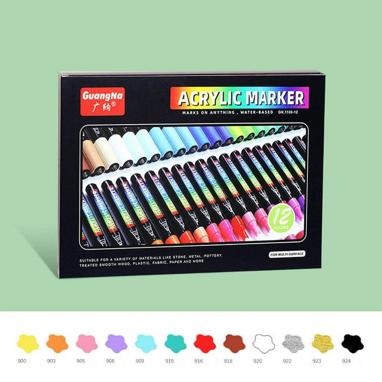 12 Colors Acrylic Paint Markers for Scrapbooking, Card Making, Sketching,  Paper 