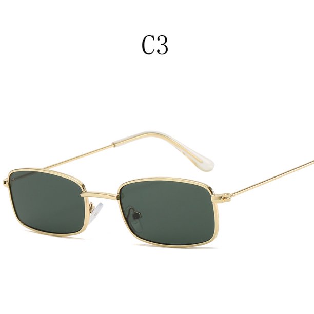 hombres mujeres vintage rectángulo gafas de sol gafas de sol de metal gafas de sol pequeñas ovaladas de las mujeres gafas de sol uv400 clásico de la lente transparente gafas de la marca sombras