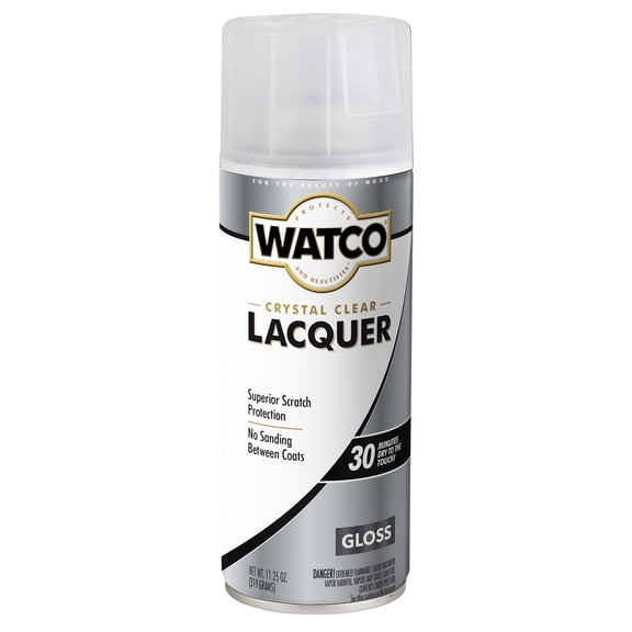 Clear, Watco Lacquer Wood Finish Gloss Spray-302656, 11.25 oz