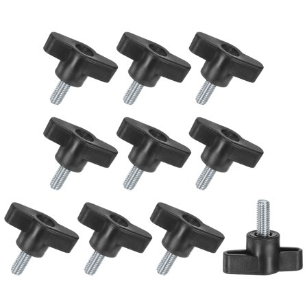 Uxcell 10-Pack Thumb Screws, 1/4"-20x12mm Tee Wing Knobs, Plastic T Handle Clamping Screw Knob for Woodworking/Machinery/Equipment, Inch Thread Thumbscrew [Black]