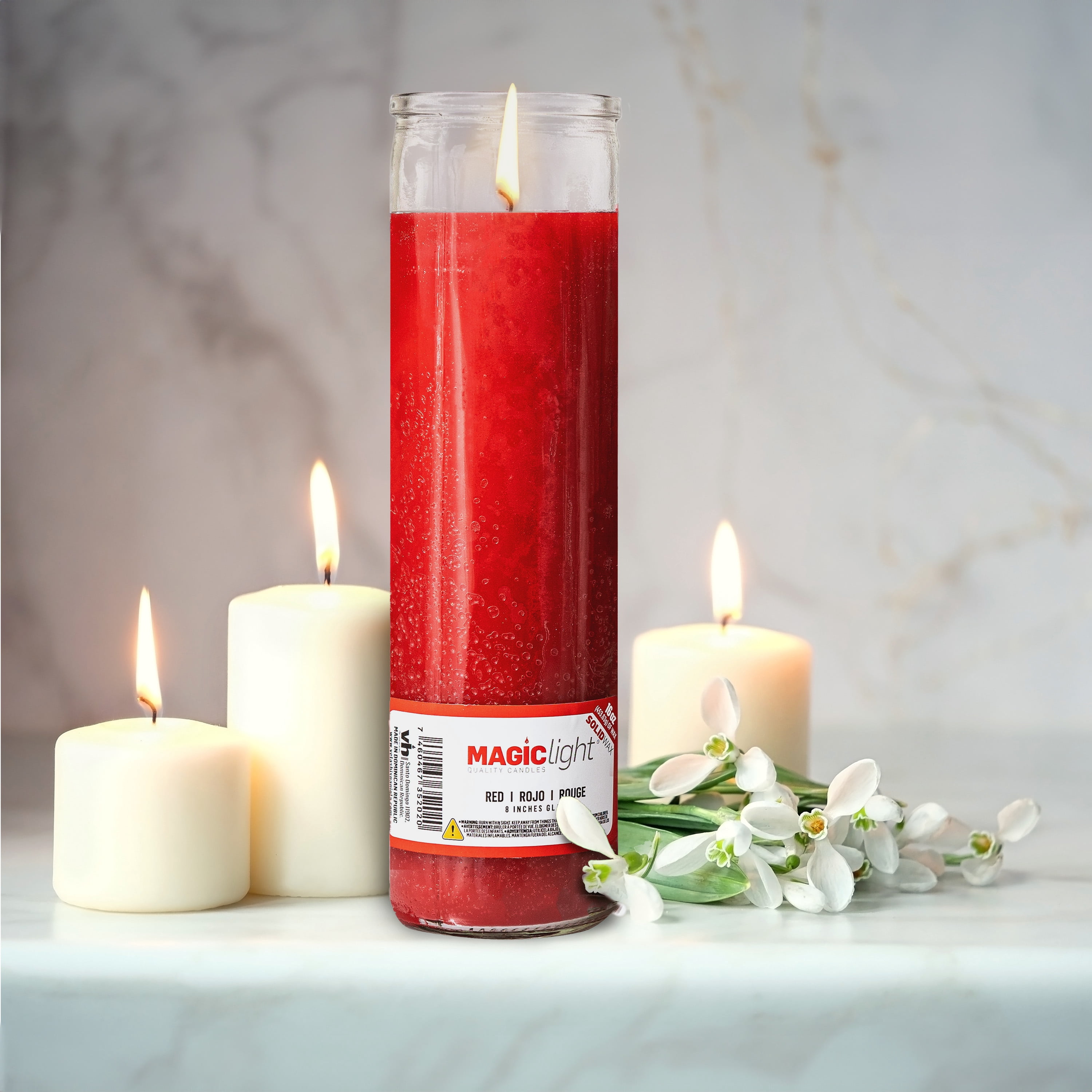 (2 pack) MagicLight Religious Candles 16 oz - Clear Glass Jar, Unscented Red Wax