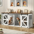 thumbnail image 6 of Blotout 87" Large Farmhouse Dog Crate TV Stand, Wooden Dog Crate Furniture with with Divider Panel/Sliding Metal Mesh Barn Door, XL-XXL Heavty Duty Dog Crates Furniture for 2 Medium or Large Dogs, 6 of 7