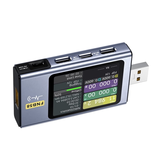 Medidor De Potencia USB, Puerto 24P Tipo C Bluetooth Interfaz De Pantalla Simple Multímetro De Potencia USB Multifuncional Instalación Gratuita Para Computadora