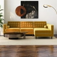 thumbnail image 2 of Pemberly Row Mid-Century Velvet Pillow Back Right-Facing Sectional in Gold, 2 of 7
