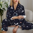 thumbnail image 4 of Goofa Galaxy2 Printed Women’s 2 Piece Pajama Set Super,Pajamas Women's Long Sleeve Sleepwear Soft Button Down Loungewear Pjs Lounge Set Nightwear-Medium, 4 of 9