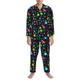 thumbnail image 3 of Honeii Geometric 1980s Styled Pattern Mens Pajamas Set,2pcs Men's Lounge Long Sleeve Sleep Shirt and Pajama Bottoms Sleepwear Set,Mens Pjs Sets-Medium, 3 of 7