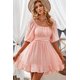 thumbnail image 3 of ABPHQTO Mini vestido de cintura alta con volantes y cuello cuadrado con nudo de lazo para mujer, 3 of 5