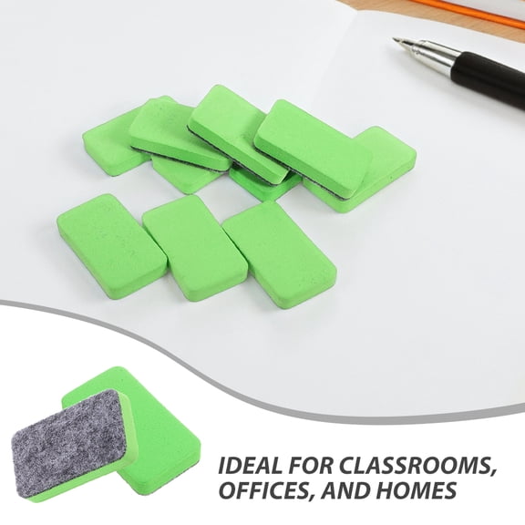 OFFIGAM 100-Pack Whiteboard Erasers with Green Felt, Compact Dry Erase Board Erasers for Office, Classroom, Home Use
