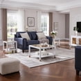 thumbnail image 6 of Leumius Modern Square Coffee Table, 27.6" Crisp Metal Frame, Luxe Gold Glass Top for Living Room Office White, 6 of 7