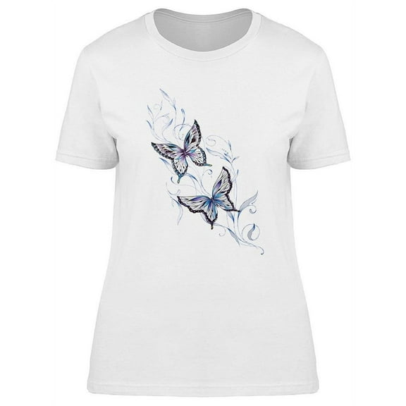 Beautiful Butterflies Sketch T-Shirt Women -Image by Shutterstock, Female x-Large