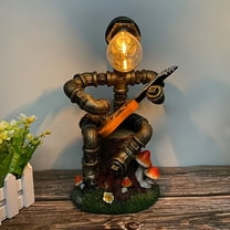 Soimiss 1Pc Robot Lamp Solar Decorations Resin Garden Statue for Outdoor Festival Lighting