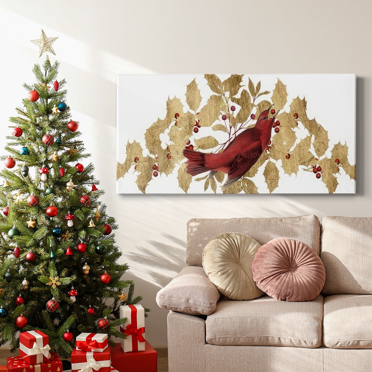 Red Bird Christmas Collection D- Gallery Wrapped Canvas