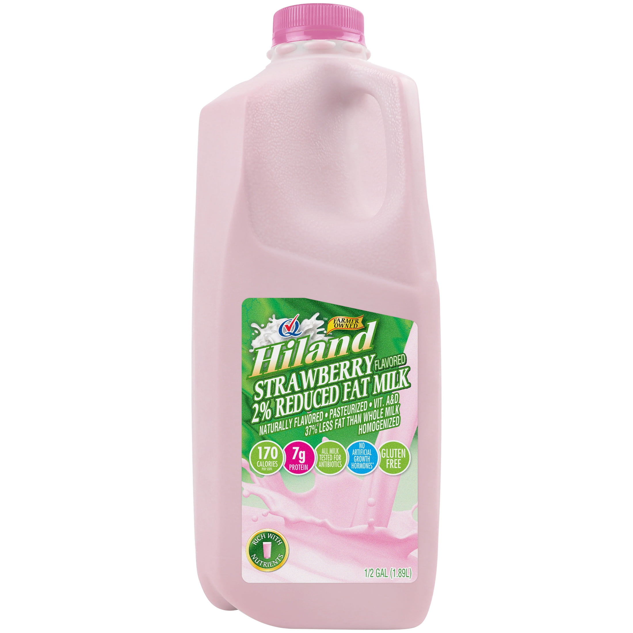 Hiland 2% Reduced Fat Strawberry Milk, Half Gallon, 64 fl oz