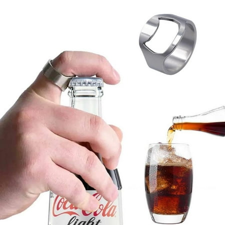 

4Pcs Stainless Steel Beer Bottle Opener Finger Ring Corkscrew for Women Men Polished Lightweight Biker Corkscrew Ring Bar Nightclub Tool Jewelry 4pcs