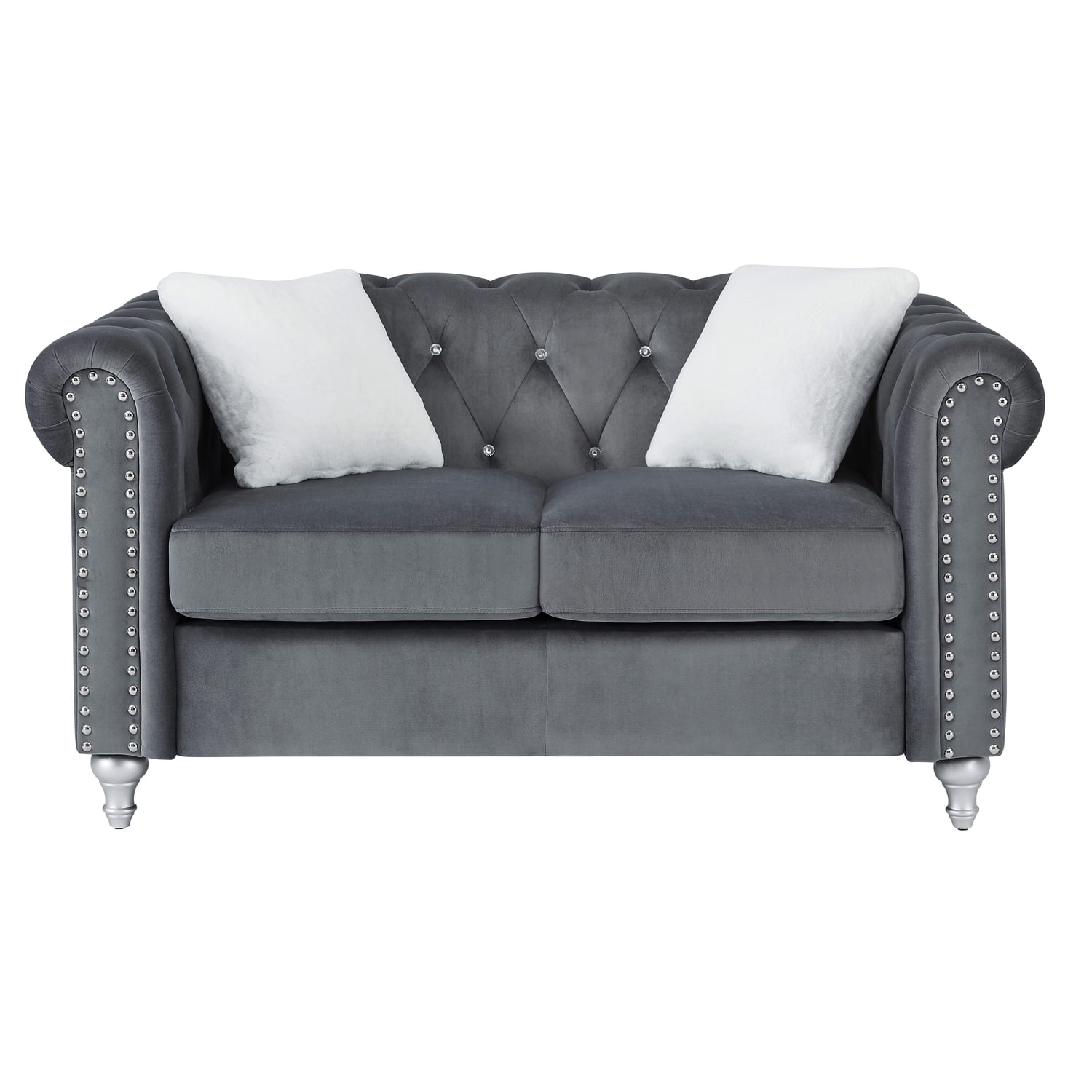 Glory Furniture Raisa Velvet Loveseat in Gray