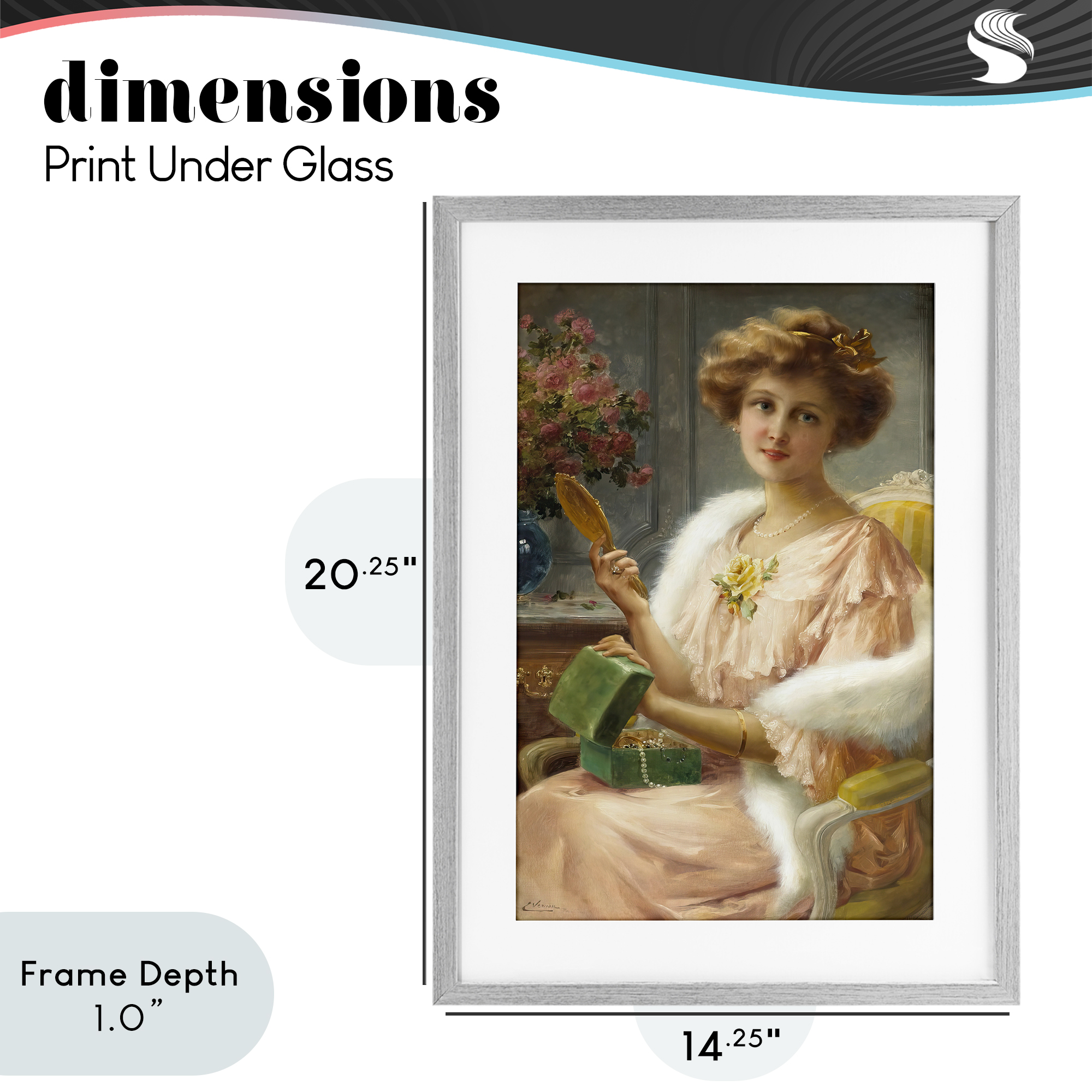Stupell Industries Young Lady with Mirror Gray Framed Print Under Glass, design by Tina LeCour