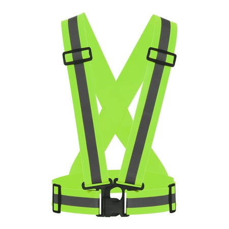 

Unique Bargains Lightweight High Visibility Night Caution Reflective Vest Adjustable Light Green 2
