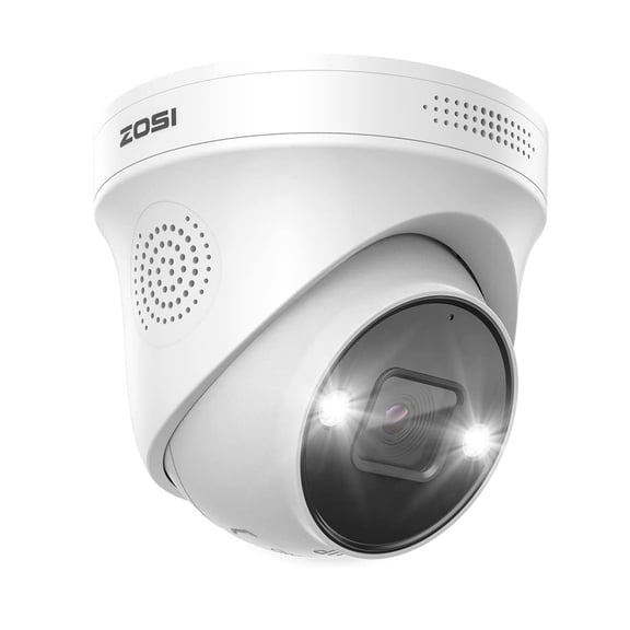 ZOSI 4K PoE Add on Security Camera with Person Vehicle Detection, Sound & Light Alarm, 2 Way Audio, Color Night Vision, 8MP Weatherproof Outdoor Indoor Dome IP Cam, Only Work with ZOSI 4K PoE NVR