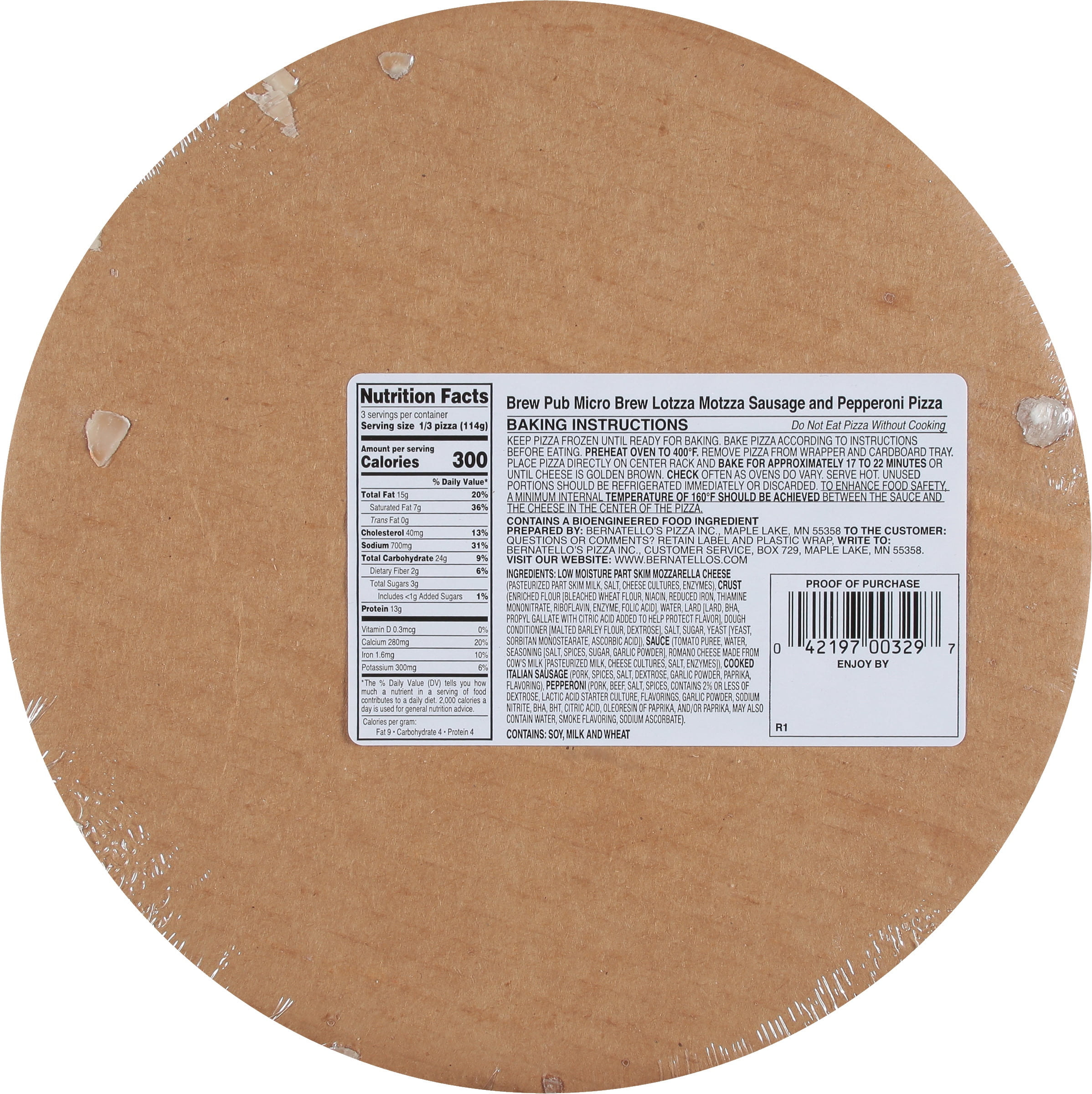 Brew Pub Micro Brew Sausage Pepperoni Frozen Pizza 12.06 oz - Premium Wisconsin Cheese